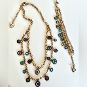 Betsey Johnson evil eye necklace and bracelet